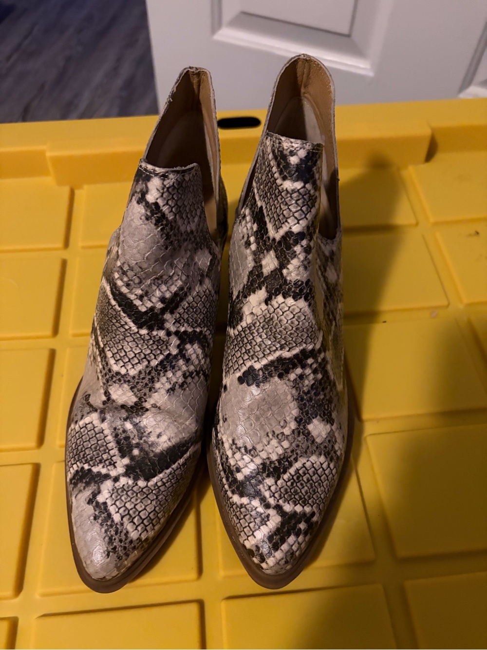 Steve Madden Snake Print Pointed Ankle Booties - Tan  & Black